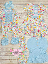 Load image into Gallery viewer, Bunnies, Birds &amp; Flowers Ruffle Tunic and  Belles Set

