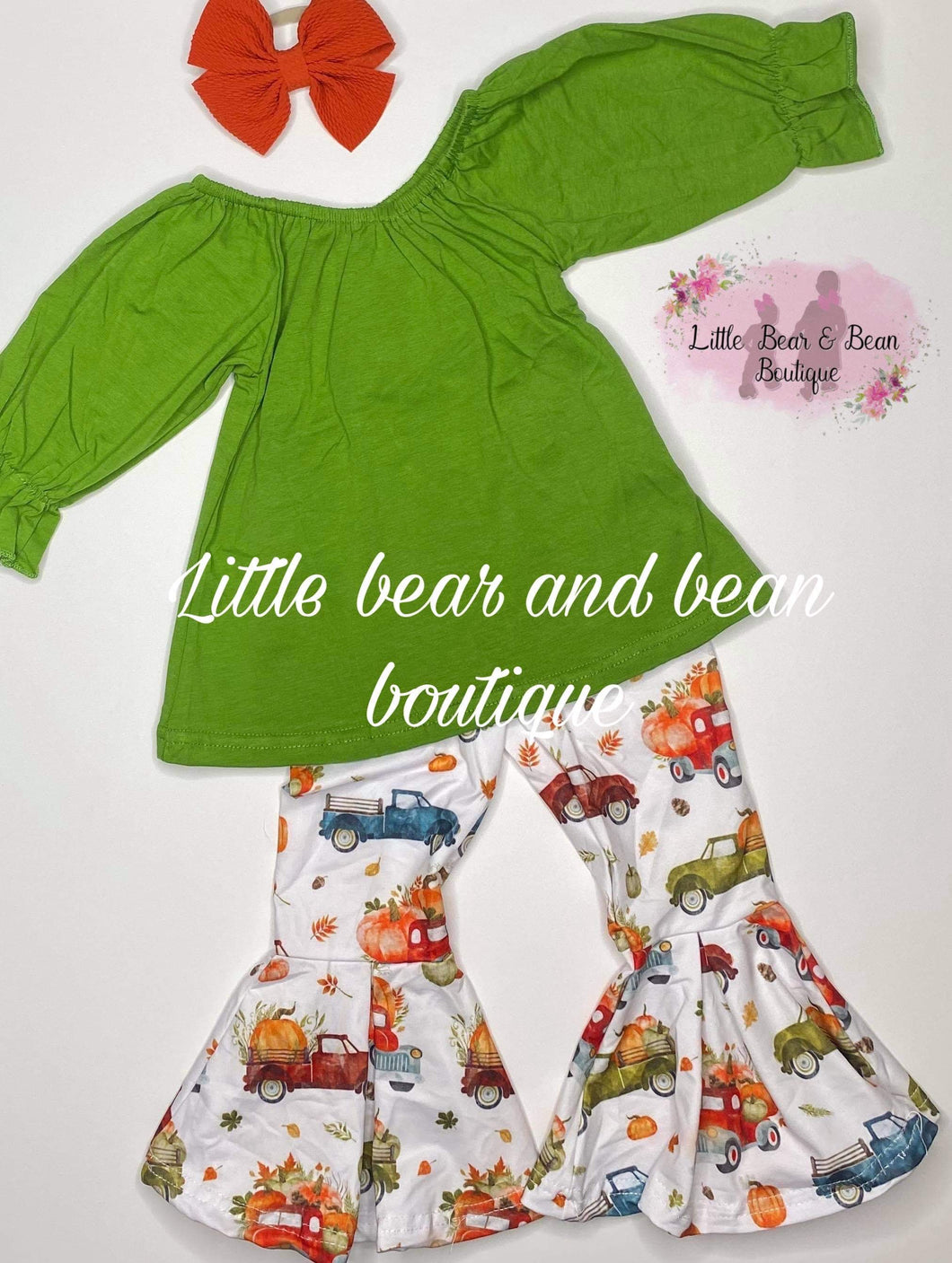 Size 12/18m- Pumpkin Truck Olive Belle Set