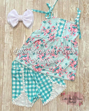 Load image into Gallery viewer, Pink and Aqua Gingham Short Set
