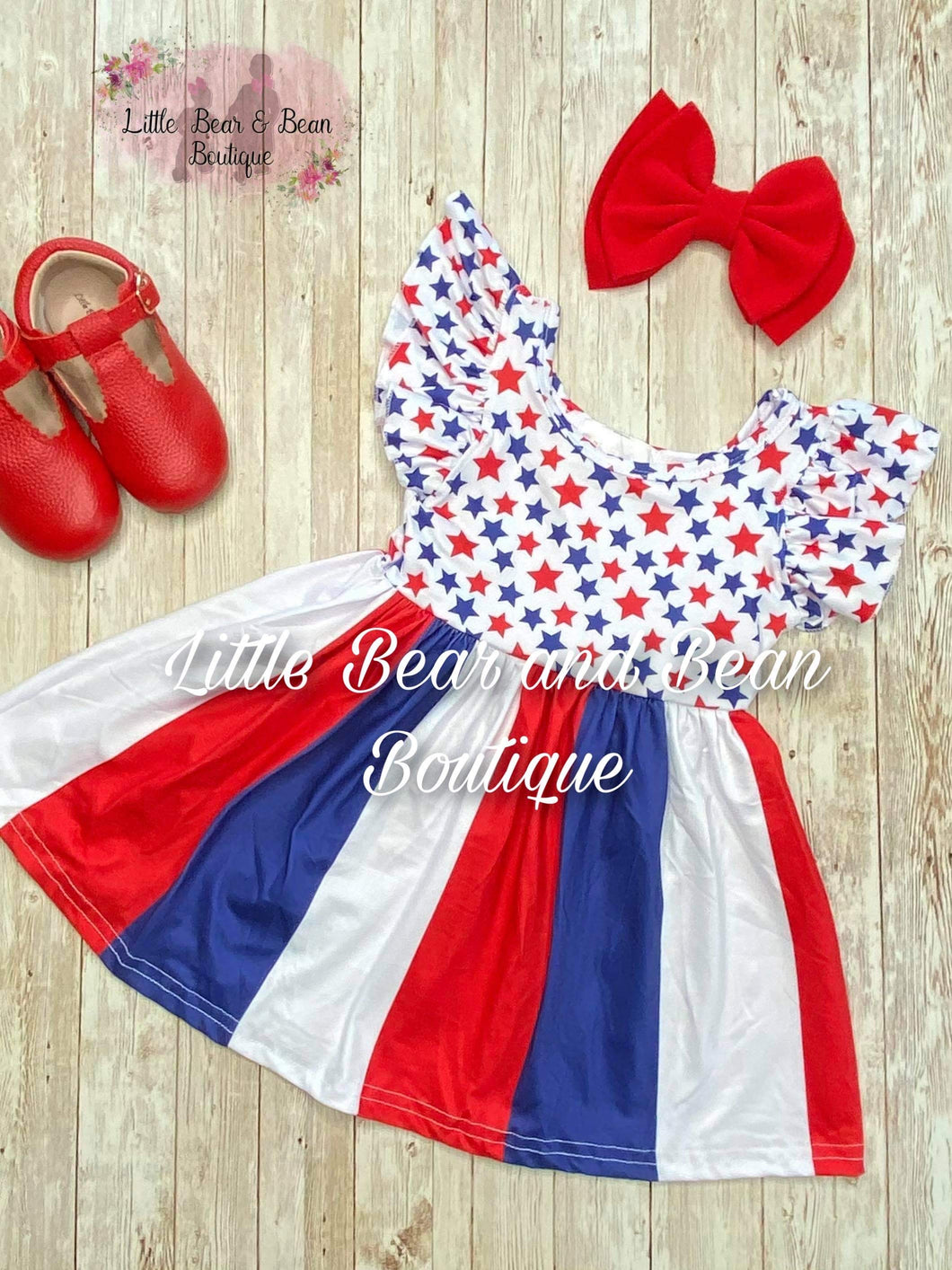 Red, White and Blue Star Twirl Dress
