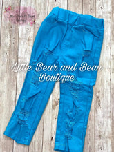 Load image into Gallery viewer, Size 12/18M- Turquoise Distressed Denim Straight Jeans
