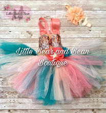 Load image into Gallery viewer, Peach Shell Top Mermaid Tutu Dress with Headband
