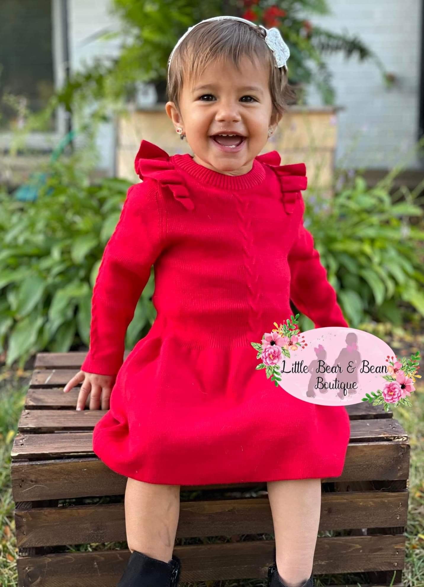 Toddler Red Sweater Dress for Girl: Pleated 5/6