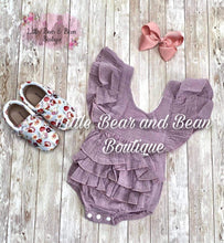 Load image into Gallery viewer, Dusty Lavender Button Back Linen Romper
