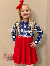 Load image into Gallery viewer, Navy Snowman Hooded Dress
