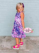 Load image into Gallery viewer, Purple/Pink Mermaid Scales Sleeveless Ruffle Dress
