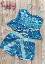 Load image into Gallery viewer, Blue Sequin Short Set
