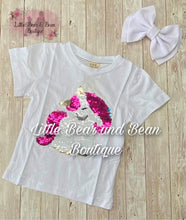 Load image into Gallery viewer, Size 2T- Flip Sequin Unicorn Top White
