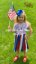 Load image into Gallery viewer, Red, White and Blue Star Twirl Dress
