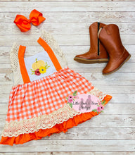 Load image into Gallery viewer, Pumpkin Plaid Appliqué Dress
