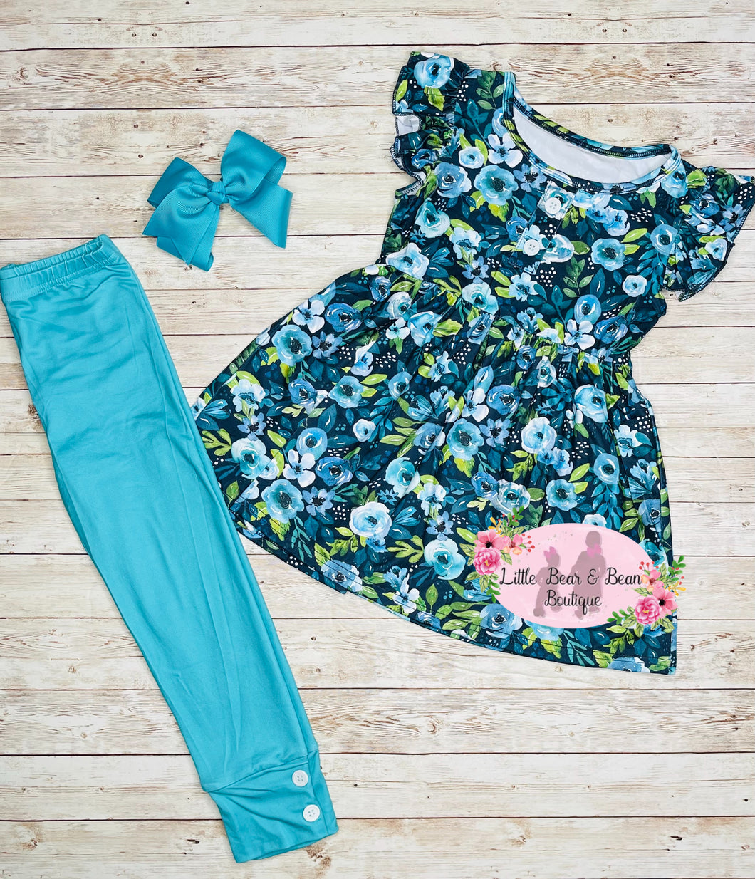 Teal Floral Peplum Set