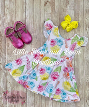 Load image into Gallery viewer, Yellow and Sky Blue Floral Twirl Dress

