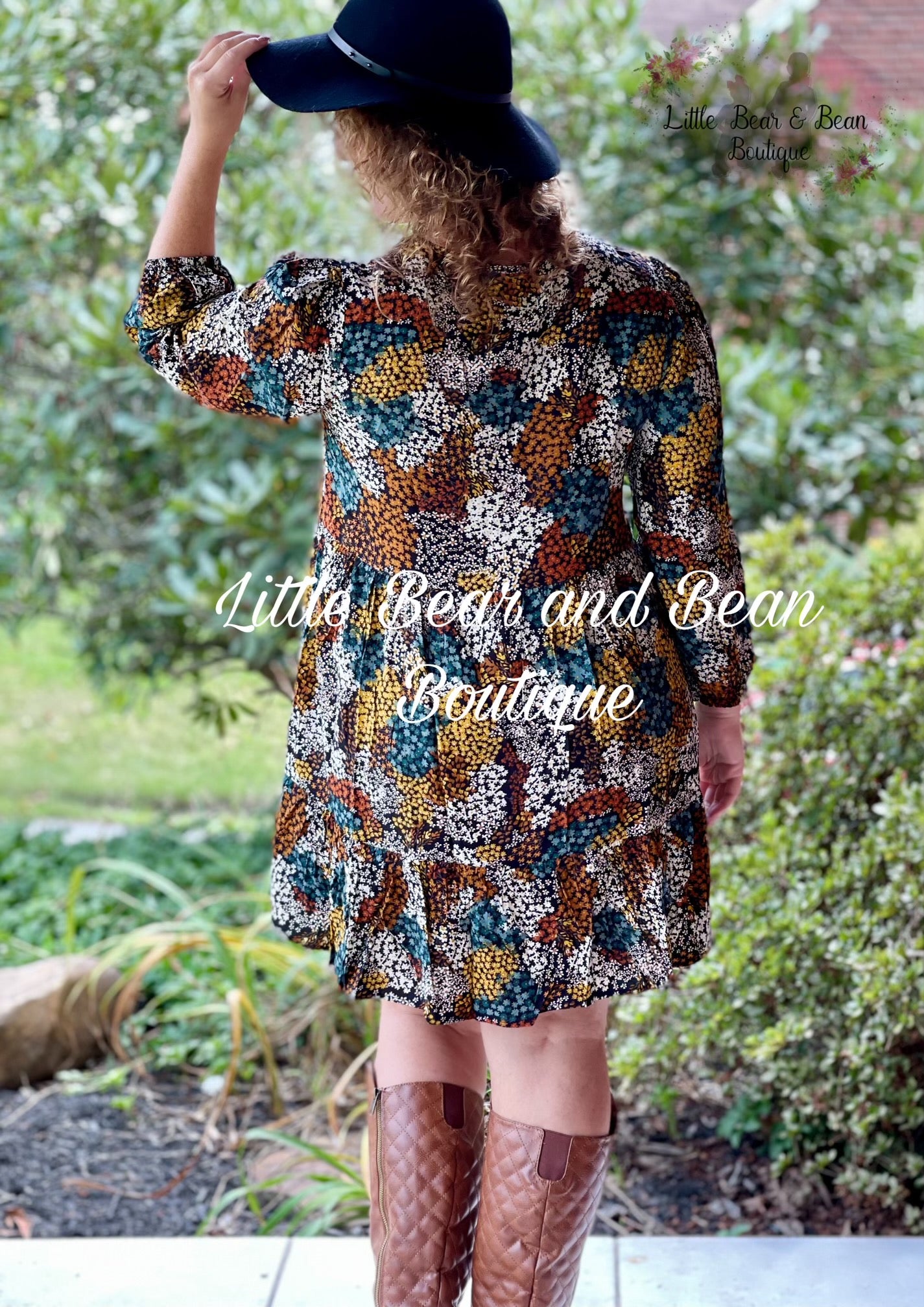 Fall Floral Dress for Women. Bubble Sleeve Mini S Fall Floral Dress for Women. Bubble Sleeve Mini S