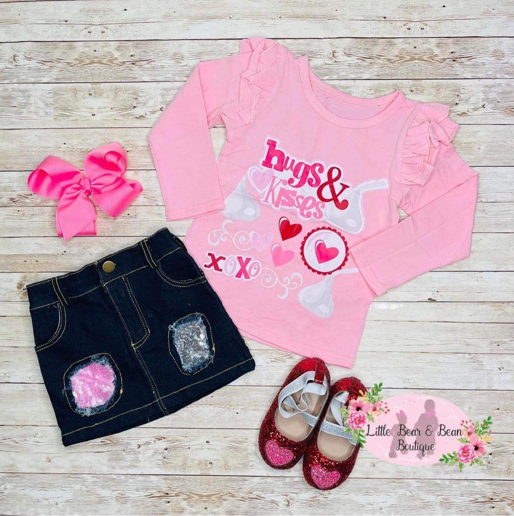 Hugs and Kisses Distressed Denim Set