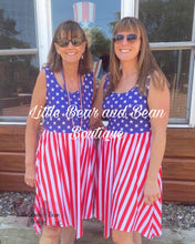 Load image into Gallery viewer, Mommy and Me Star Spangled Handkerchief Hem Dress Ladies
