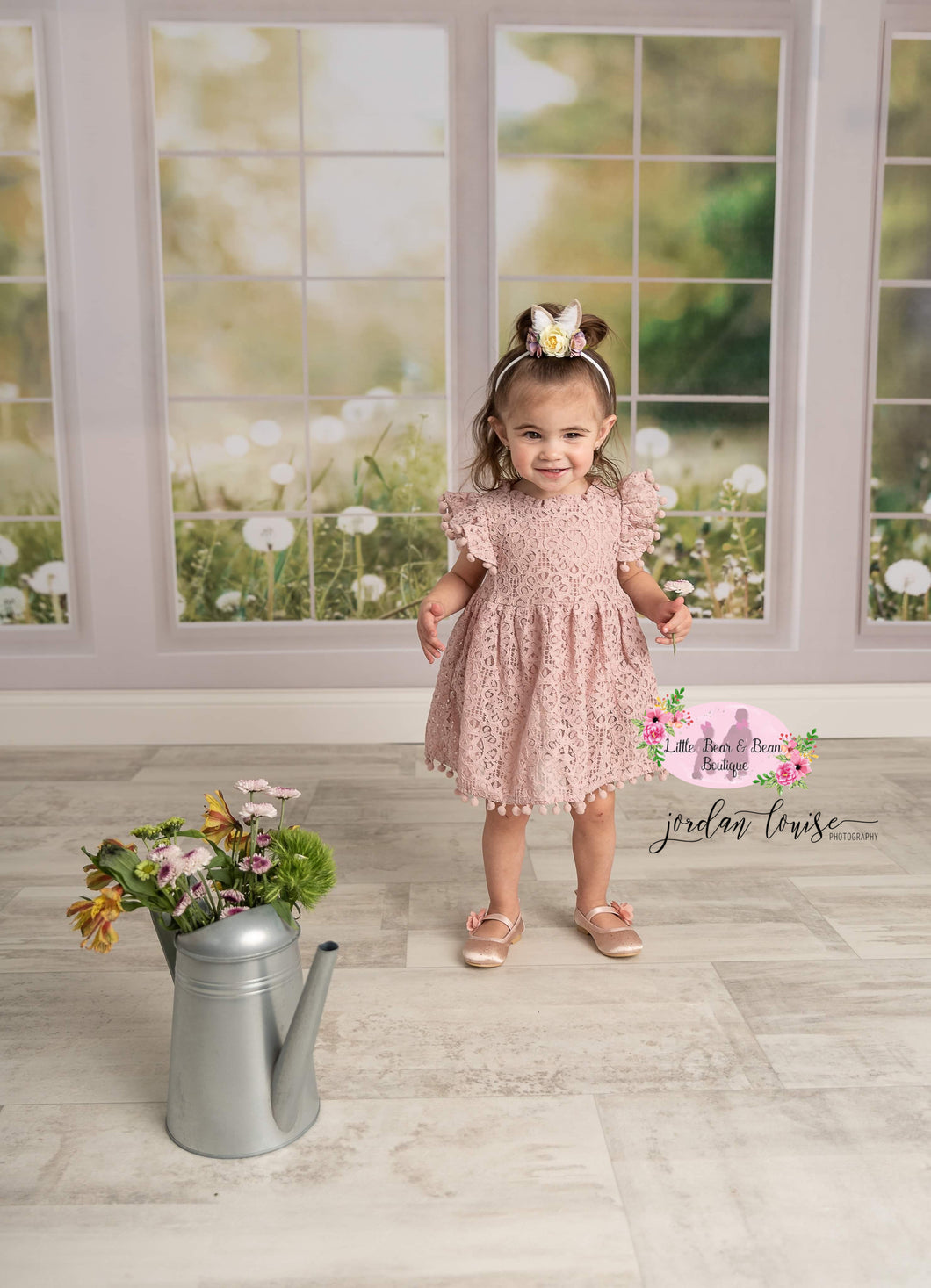 Dusty Rose Pom Pom Lace Dress 2T Dusty Rose Pom Pom Lace Dress 2T