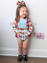 Load image into Gallery viewer, Candy Apple Fruit Ruffle Butt Romper
