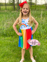 Load image into Gallery viewer, Rainy Day Rainbow Twirl Dress
