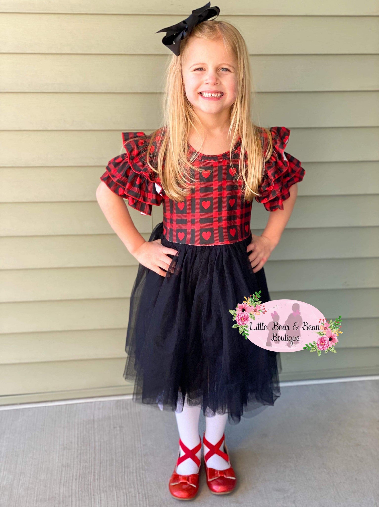 Red Heart Buffalo Plaid Tulle Dress Little Bear and Bean Boutique, LLC Red Heart Buffalo Plaid Tulle Dress Little Bear and Bean Boutique, LLC