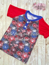 Load image into Gallery viewer, Red, White and Blue Boom Town Shirt
