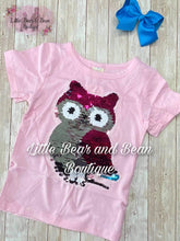 Load image into Gallery viewer, Size 2T- Flip Sequin Owl Top Pink
