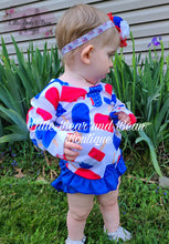 Load image into Gallery viewer, Red, White and Blue Popcicles Rash Guard Swimsuit

