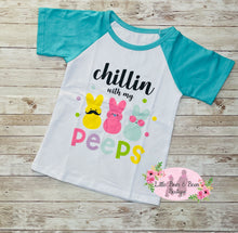 Load image into Gallery viewer, Chillin Marshmallow Rabbits Teal Shirt
