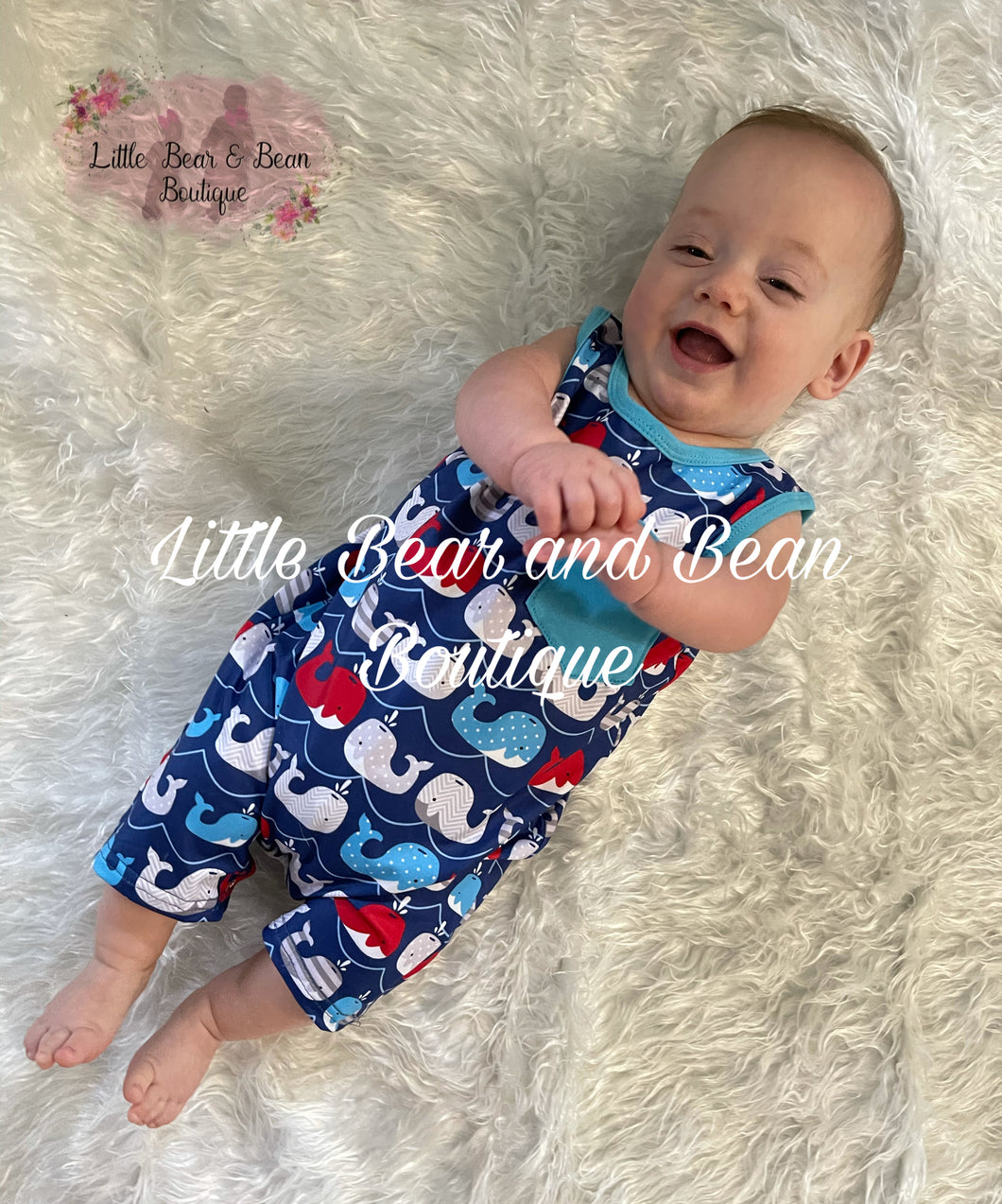 Red, White and Blue Whales Romper