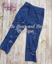Load image into Gallery viewer, Blue Distressed Denim Straight Jeans
