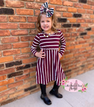Load image into Gallery viewer, Mommy &amp; Me Wine Stripped Dress- kids

