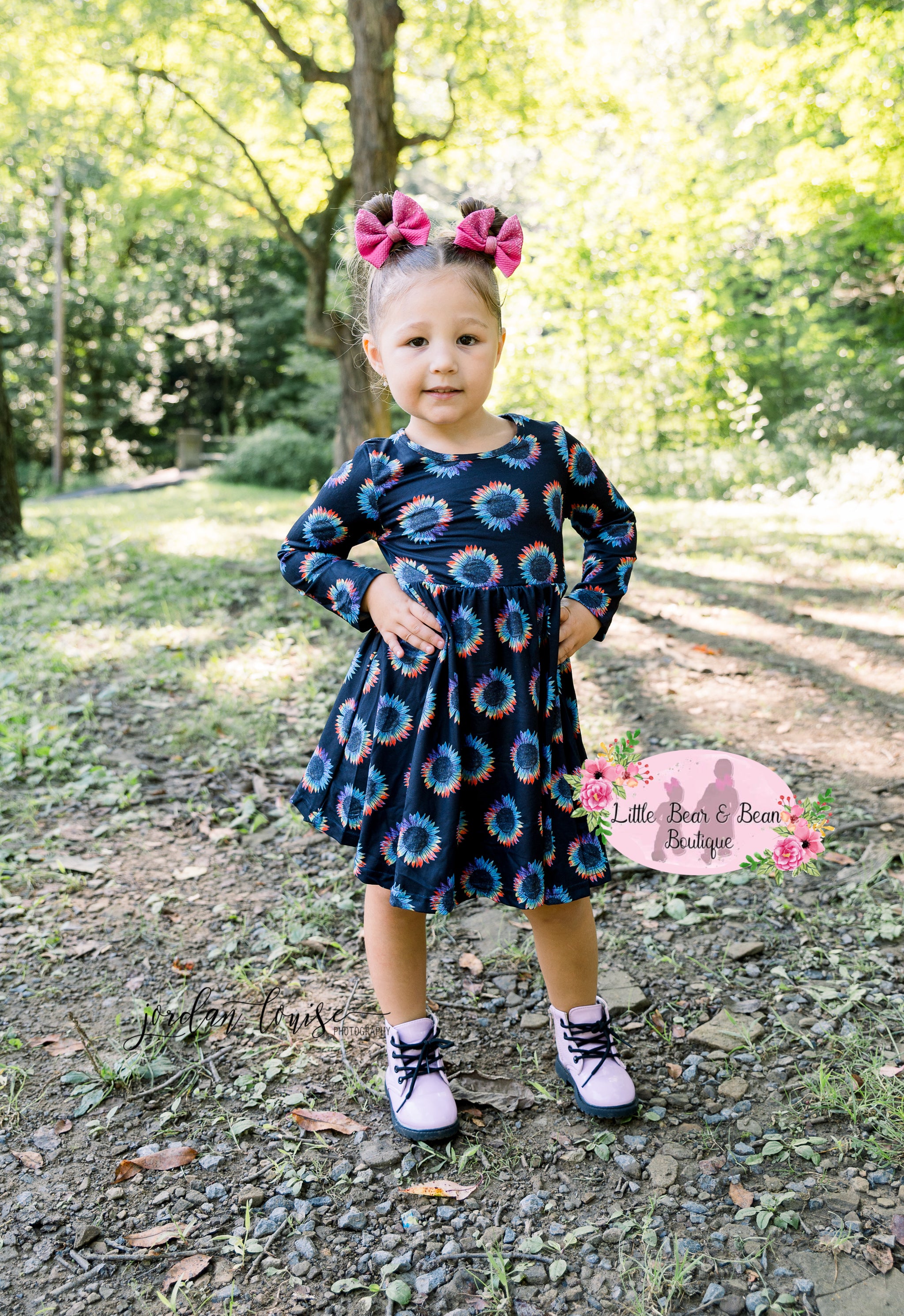 sunflower long sleeve dress Vibrant Rainbow Sunflower Long Sleeve Dress – Little Bear and Bean  Boutique, LLC