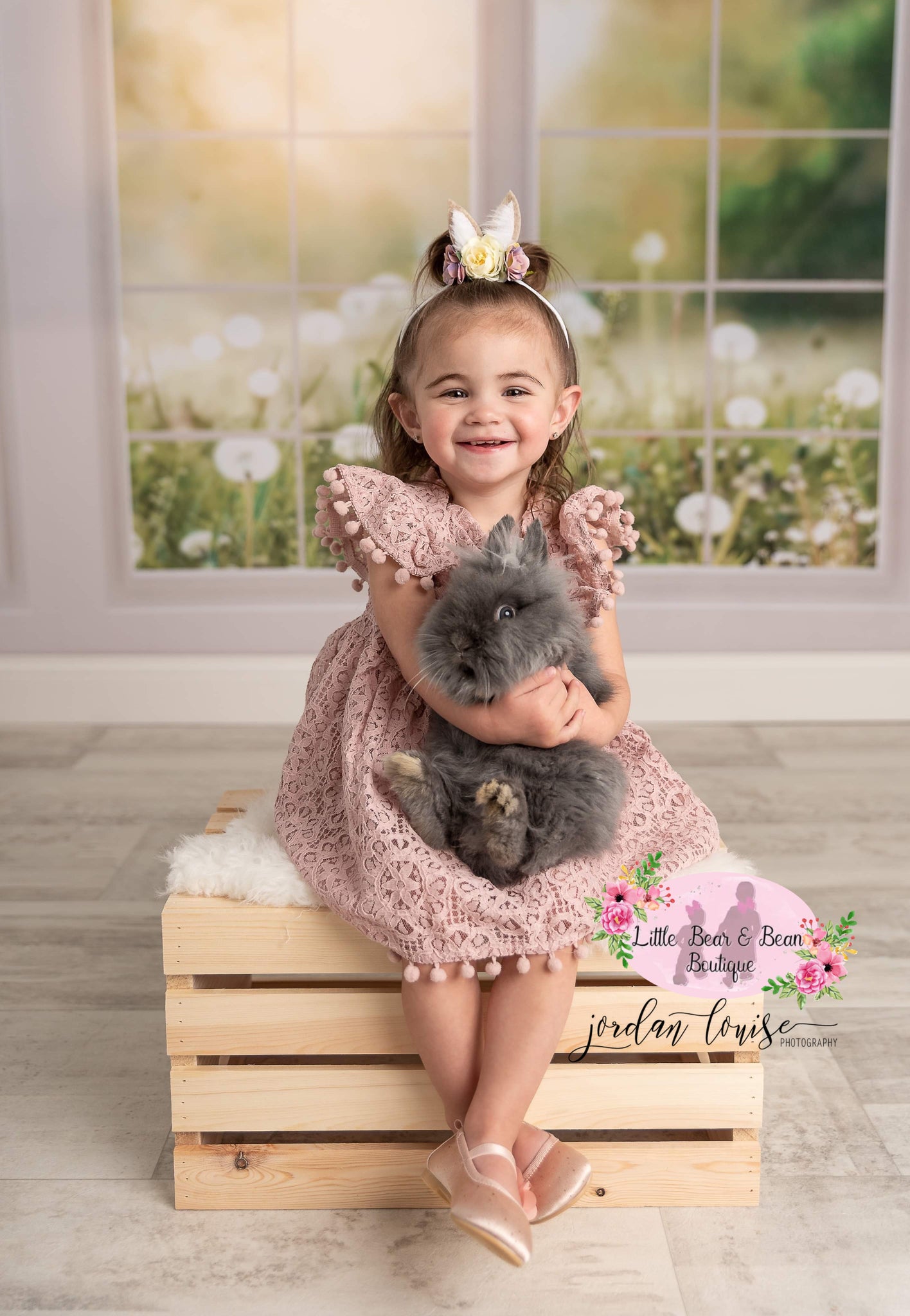 Dusty Rose Pom Pom Lace Dress Little Bear and Bean Boutique, LLC Dusty Rose Pom Pom Lace Dress Little Bear and Bean Boutique, LLC