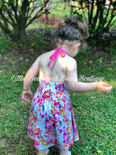 Load image into Gallery viewer, Magenta Floral Halter Dress
