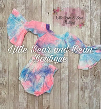 Load image into Gallery viewer, Velvet Cotton Candy Tie Dye Belle Sleeve Bloomie Set
