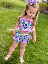Load image into Gallery viewer, Lavender Floral Skirted Ruffle 2 Piece Swim Suit
