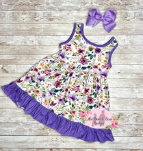 Load image into Gallery viewer, Purple Floral Twirl Dress
