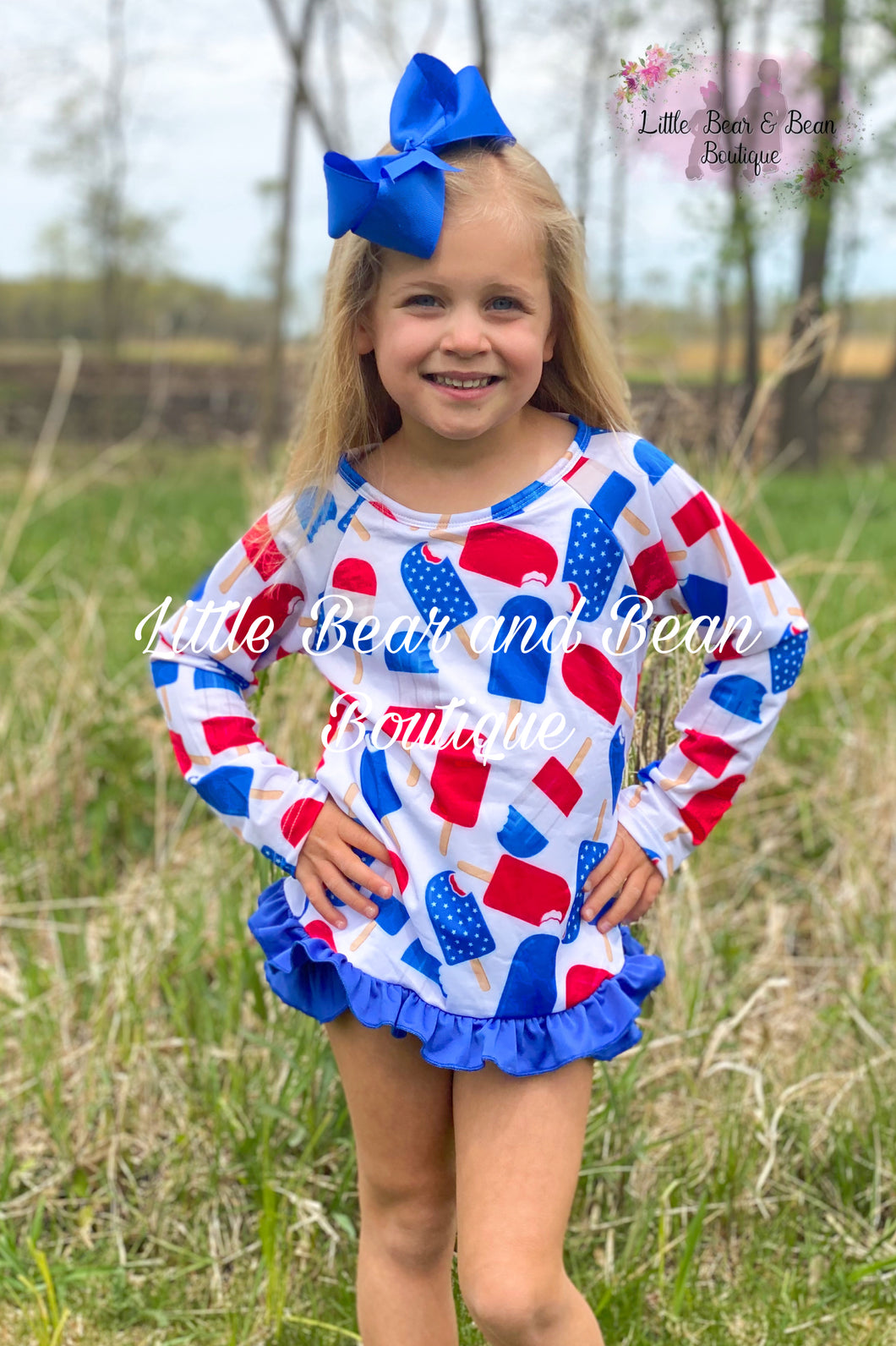 Red, White and Blue Popcicles Rash Guard Swimsuit
