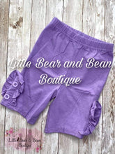 Load image into Gallery viewer, Solid Button Ruffle Shorts Lilac
