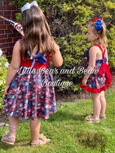 Load image into Gallery viewer, Red, White and Blue Boom Town Twirl Dress
