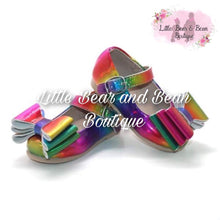 Load image into Gallery viewer, Rainbow Triple Bow Mary Jane Shoes
