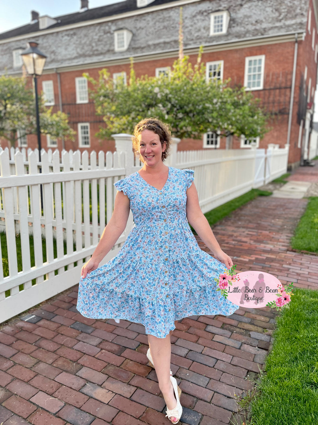 Mommy & Me Blue Boho Floral Dress- Ladies S Mommy & Me Blue Boho Floral Dress- Ladies S