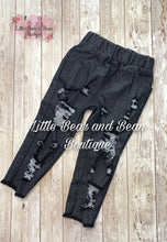 Load image into Gallery viewer, Black Distressed Denim Frayed Edge Pants
