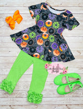 Load image into Gallery viewer, Faux Glitter Spooky Donuts Peplum Legging Set
