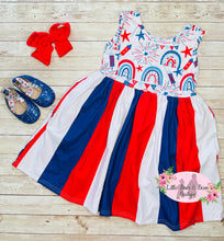 Load image into Gallery viewer, Fireworks &amp; Rainbows Twirl Dress With Pockets
