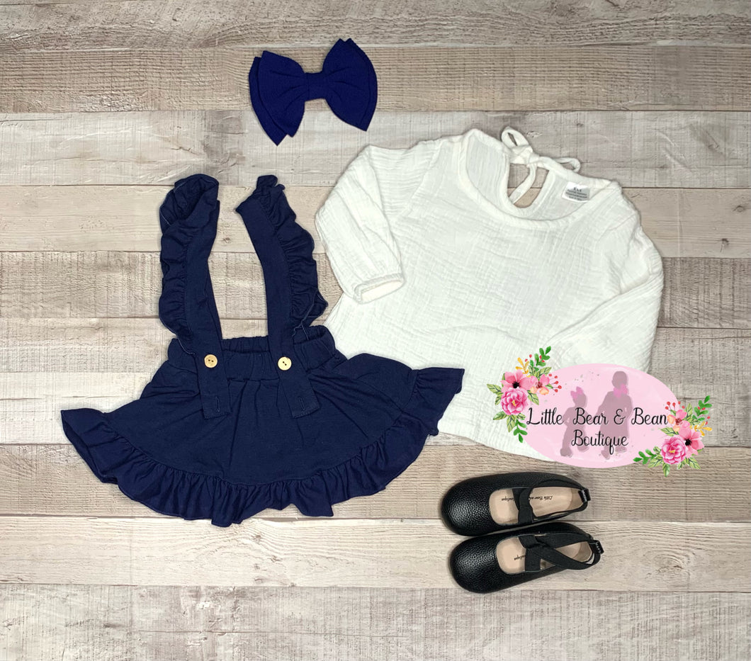 Navy Blue Jumper with White Top Set