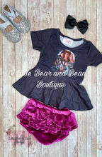 Load image into Gallery viewer, Sister Witches Peplum and Velvet Bummie Set
