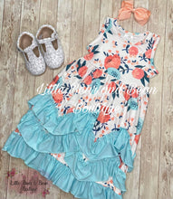 Load image into Gallery viewer, Sky Blue and Coral Floral Maxi
