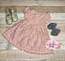 Dusty Rose Pom Pom Lace Dress 2T Dusty Rose Pom Pom Lace Dress 2T