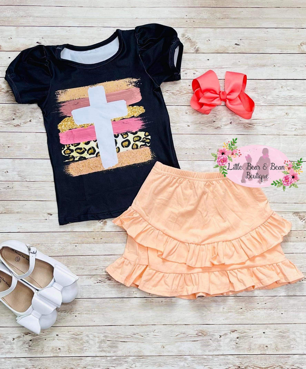 Blush Paint Stroke Cross Skirt Set