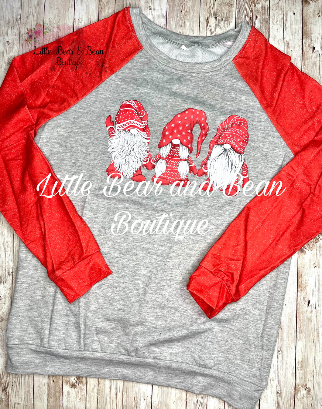 Ladies Gnome Red Long Sleeve Top